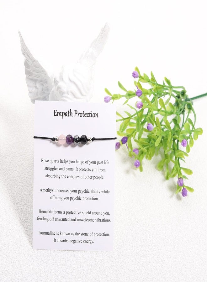 Korotho Empath Protection Bracelet Empath Bracelets Gifts for Her Natural Healing Crystal Beaded Bracelet, Tourmaline, Amethyst, Hematite, Rose Quartz, Jewelry for Friends Daughter Mom - Image 2